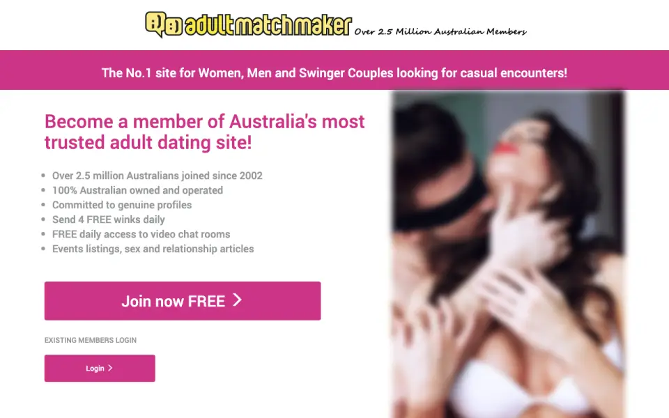 Adult Match Maker homepage screenshot