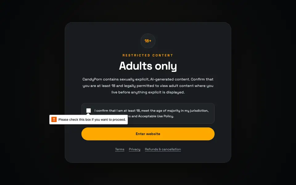 CandyPorn AI homepage screenshot