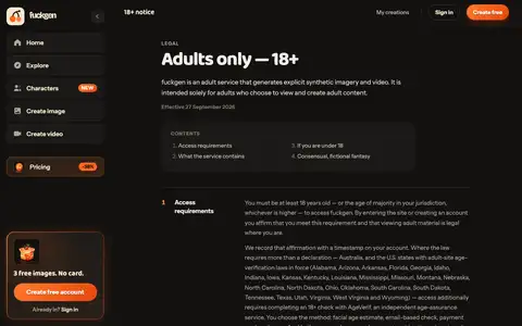 FuckGen homepage screenshot