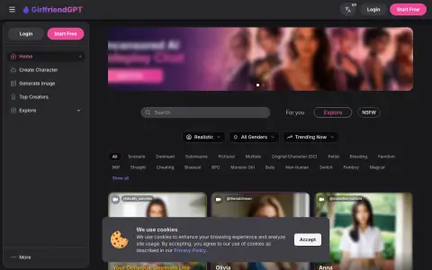 GirlfriendGPT homepage screenshot