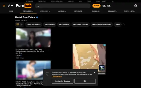 Pornhub Hentai homepage screenshot