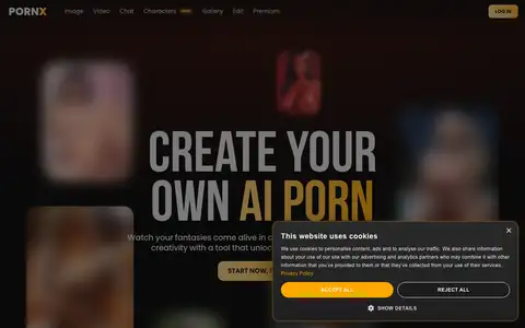 PornX homepage screenshot