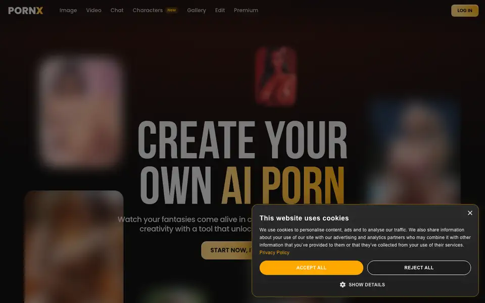 PornX homepage screenshot