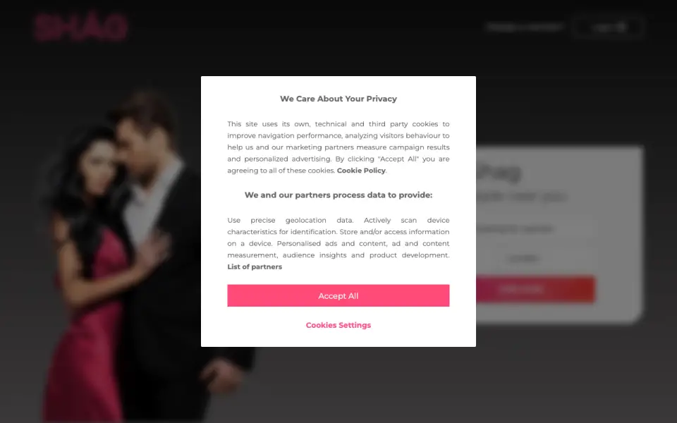 Shag.co.uk homepage screenshot