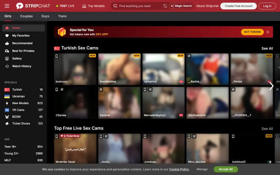 Stripchat homepage screenshot