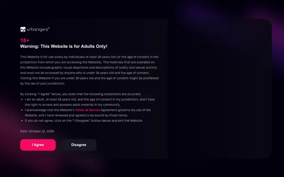 VR Bangers homepage screenshot