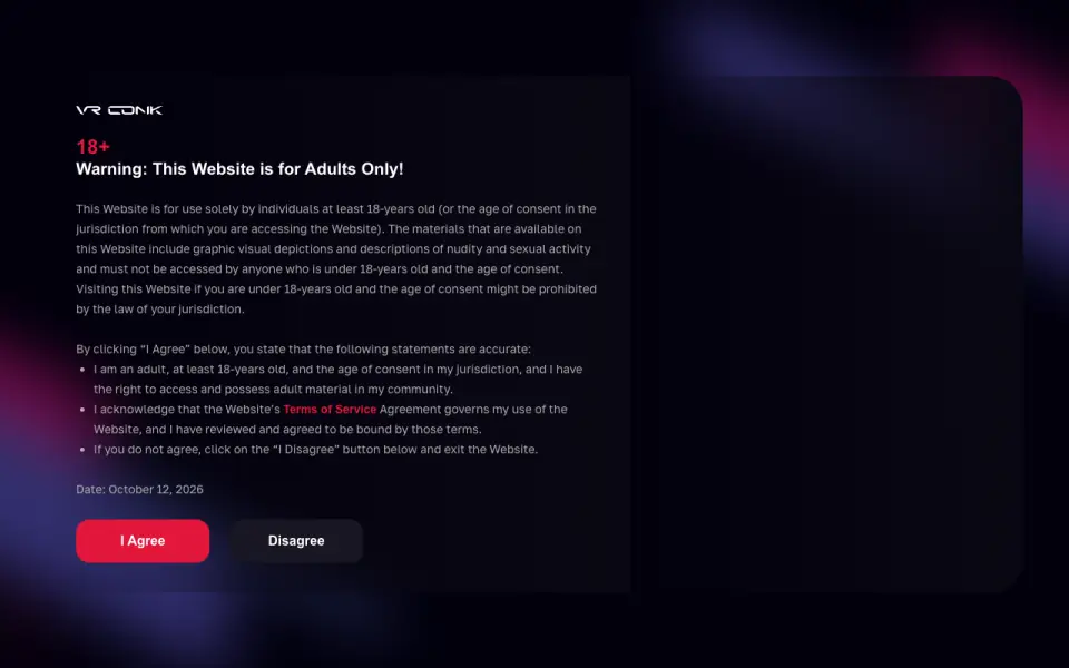 VR Conk homepage screenshot